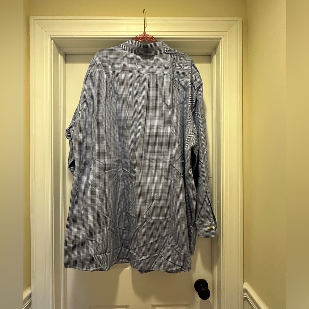 Brooks Brothers 20 36/37 (4XL) Long Sleeve Dress Shirt Blue and White Plaid - Picture 2 of 3